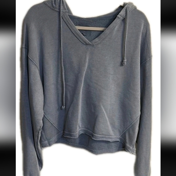 American Eagle Grayish Blue Pullover Hoodie Sz L Womans Casual Cotton Blend 💵 - Picture 3 of 10